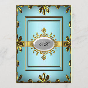 Teal Birthday Party Invitation Teal Gold