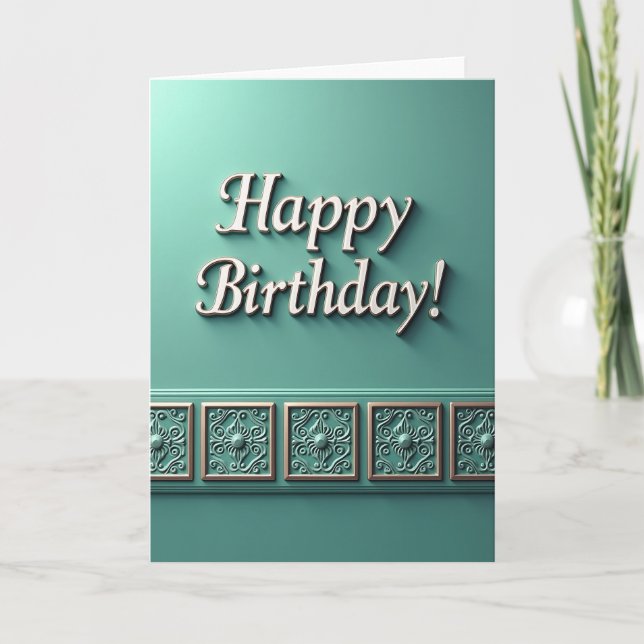 Teal Birthday Wainscot Card (Front)