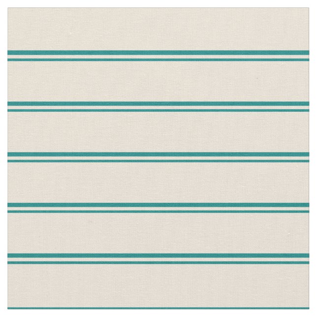 Teal & Bisque Coloured Striped Pattern Fabric (Close Up)