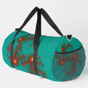 Teal Black Abstract Mandala Pattern Large Duffle Bag