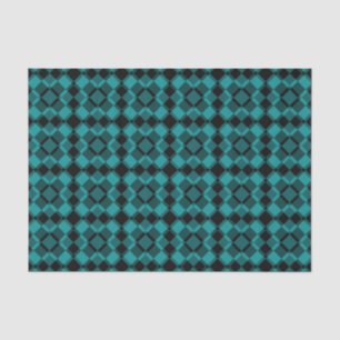 Teal Black Abstract Pattern Tissue Paper