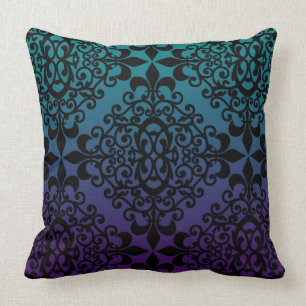 Teal Black And Purple Pattern Cushion