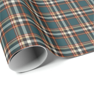 Teal, Black and Red Masculine Plaid Pattern Wrapping Paper