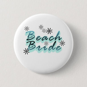 Teal/Black Beach Bride 6 Cm Round Badge