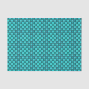 Teal Black Chequerboard Pattern Tissue Paper