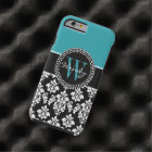 Teal, Black Damask Your Initial, Your Name