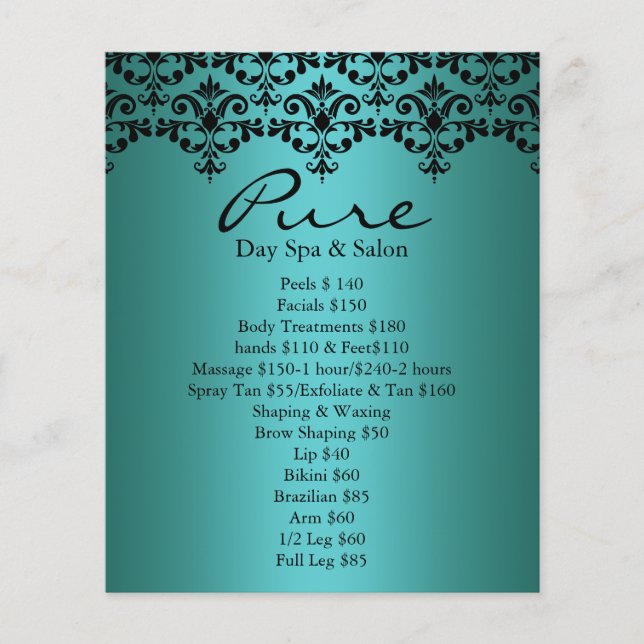 Teal & Black Elegant Damask Flyer (Front)