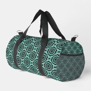 Teal Black Flower Seamless Pattern Duffle Bag