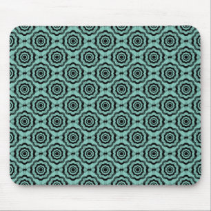 Teal Black Flower Seamless Pattern Mouse Pad