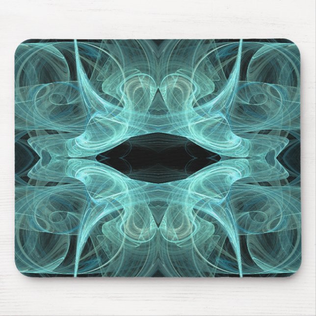 Teal & Black Fractal Mousepad (Front)