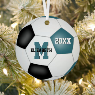 teal black girls boys school team colours soccer metal tree decoration