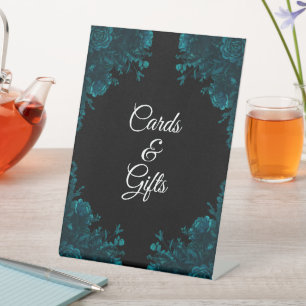 Teal Black Gothic Wedding Cards Gift Sign