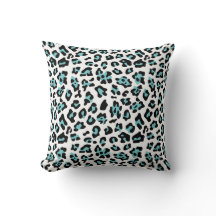 Teal Black Leopard Animal Print Pattern