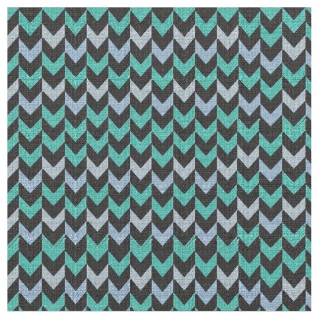 Teal, Black, Light Blue Burlap Texture Arrow Fabric (Close Up)