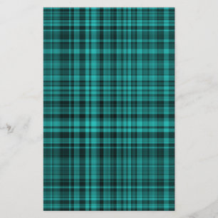 Teal Black Plaid Chequered Pattern  Stationery