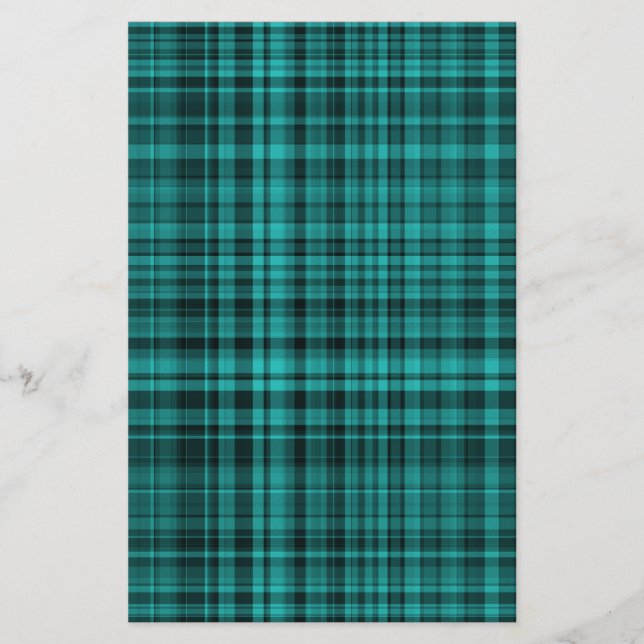Teal Black Plaid Chequered Pattern  Stationery (Front)