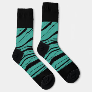 Teal Black Print  Socks