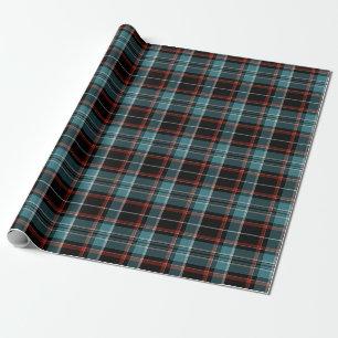 Teal, Black & Red Plaid Wrapping Paper