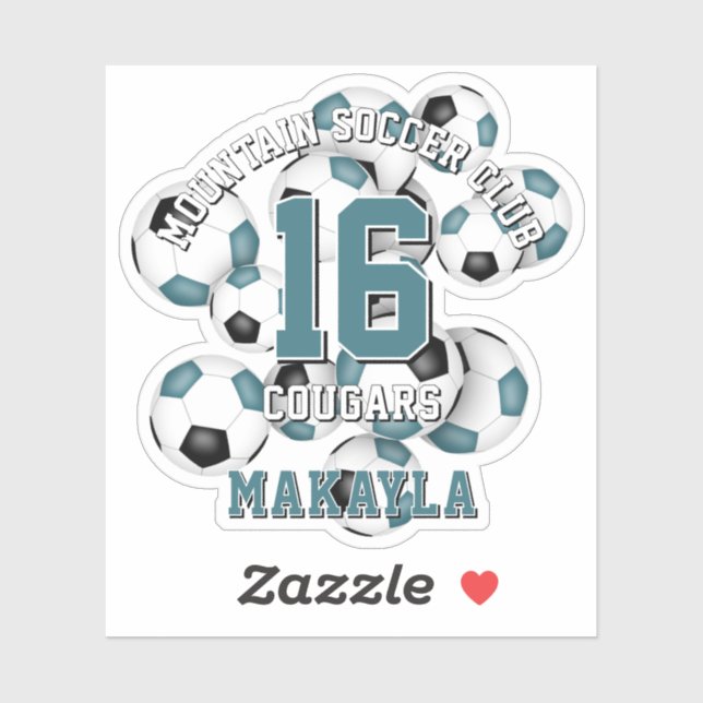 teal black soccer balls cluster team name (Sheet)