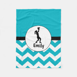 Teal Black Softball Fleece Blanket