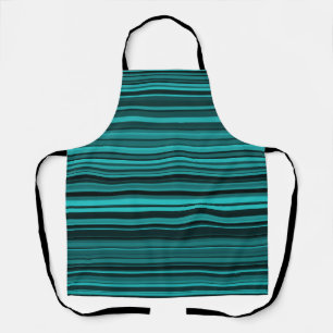 Teal Black Stripes Apron