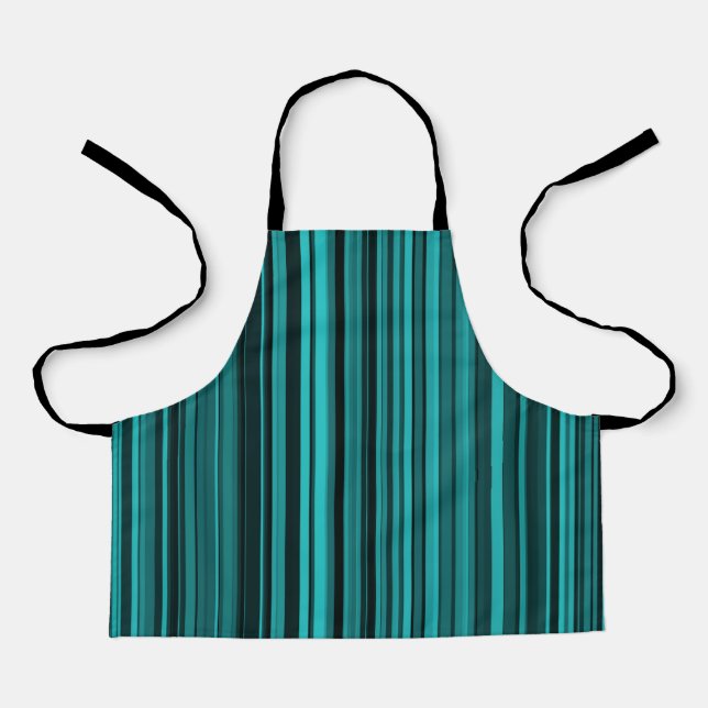 Teal Black Stripes Apron (Front)