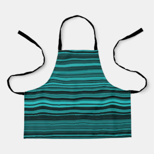 Teal Black Stripes Apron
