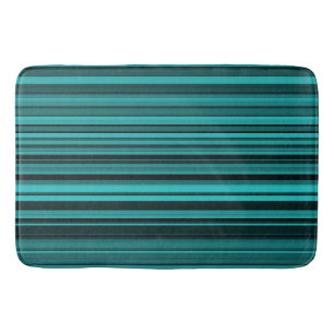 Teal Black Stripes Bath Mat