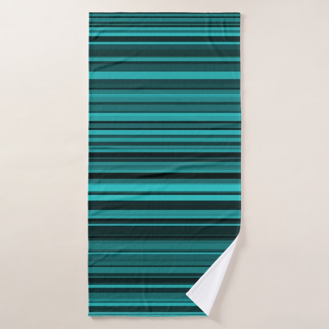 Teal Black Stripes Bath Towel (Bath Towel)