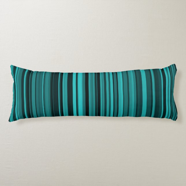 Teal Black Stripes Body Cushion (Front)