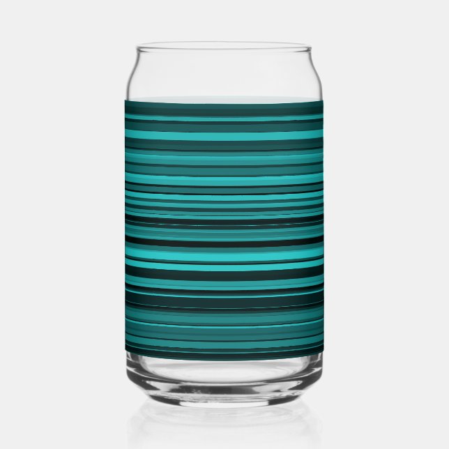 Teal Black Stripes Can Glass (Front)
