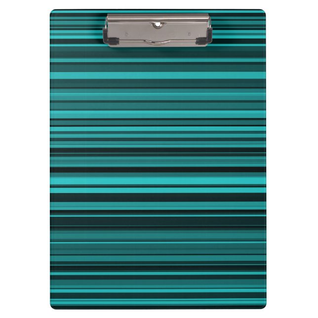 Teal Black Stripes Clipboard (Front)