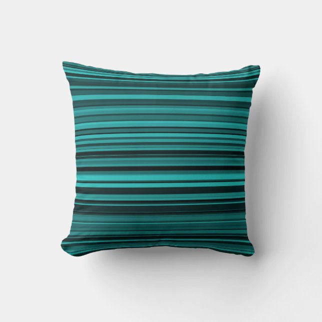 Teal Black Stripes Cushion (Front)