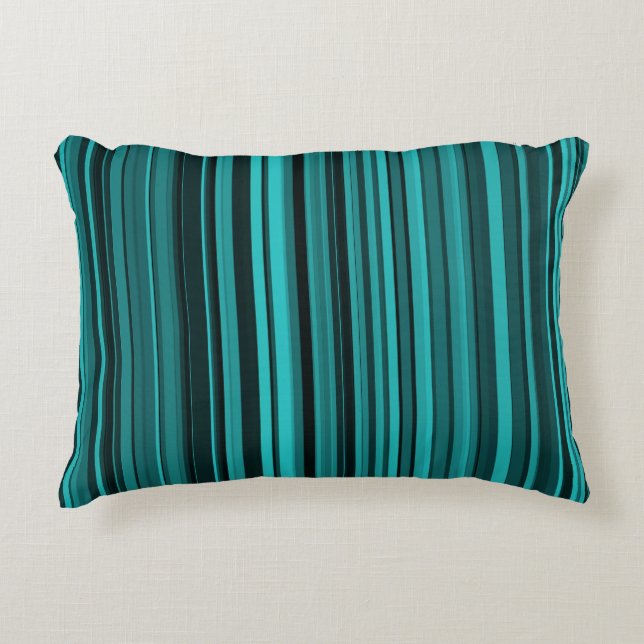 Teal Black Stripes Decorative Cushion (Front)