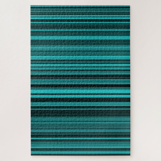 Teal Black Stripes Jigsaw Puzzle (Vertical)
