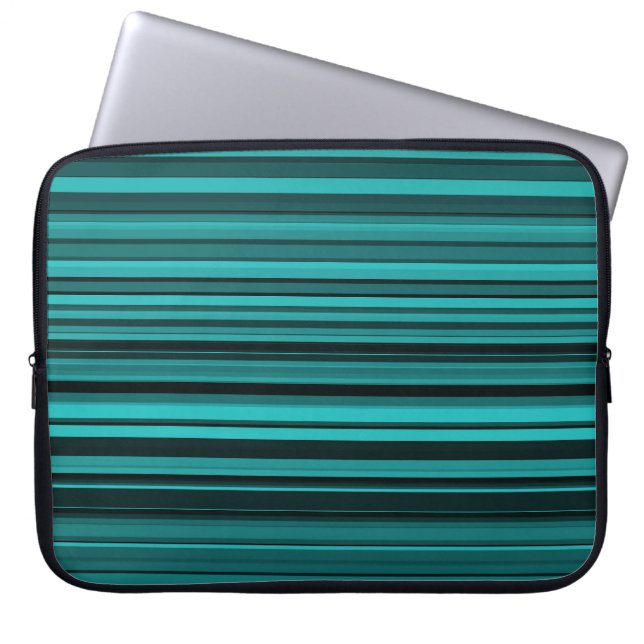 Teal Black Stripes Laptop Sleeve (Front)