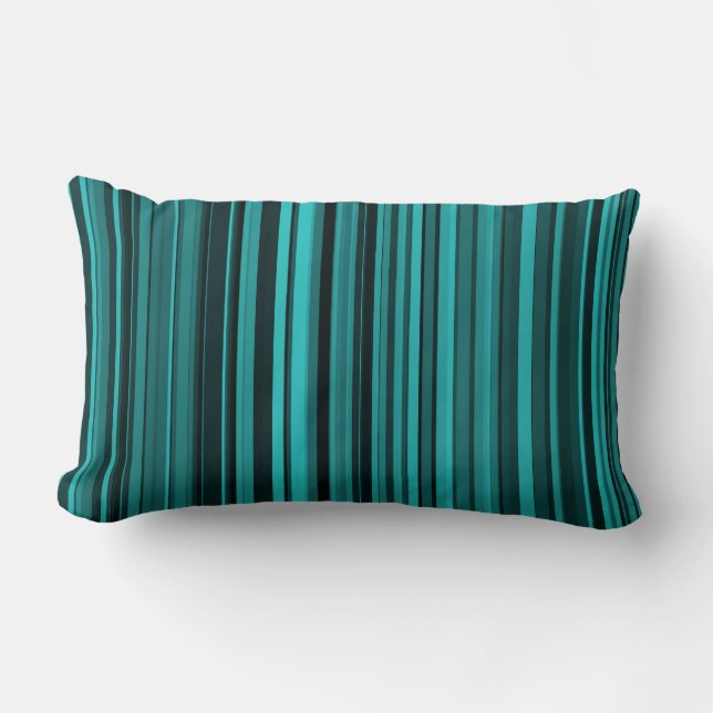 Teal Black Stripes Lumbar Cushion (Front)