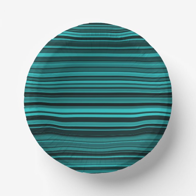 Teal Black Stripes Paper Plate (Front)
