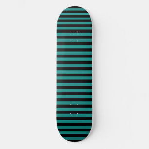 Teal Black Stripes Pattern Skateboard