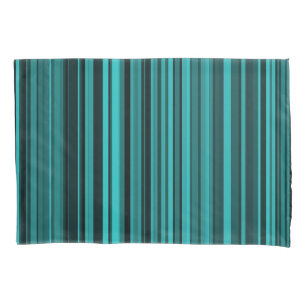 Teal Black Stripes Pillowcase