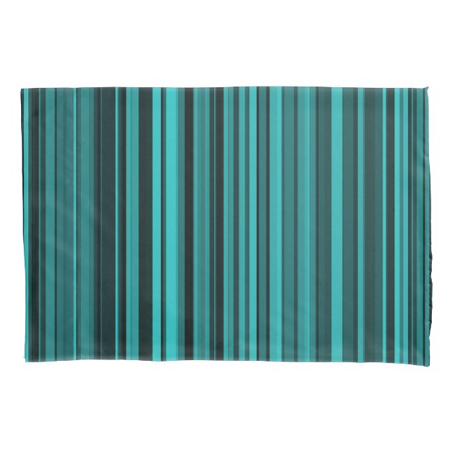 Teal Black Stripes Pillowcase (Front-Left)