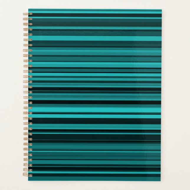 Teal Black Stripes Planner (Front)