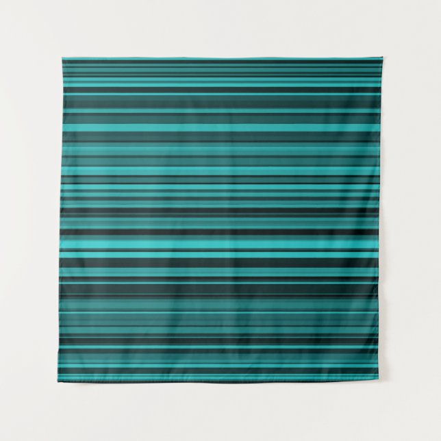 Teal Black Stripes Poster Tapestry (Front)