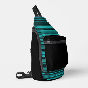 Teal Black Stripes Seamless Pattern Sling Bag