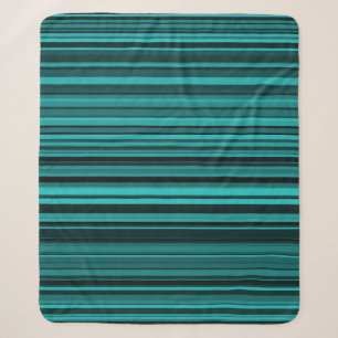 Teal Black Stripes Sherpa Blanket
