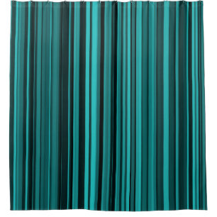 Teal Black Stripes Shower Curtain