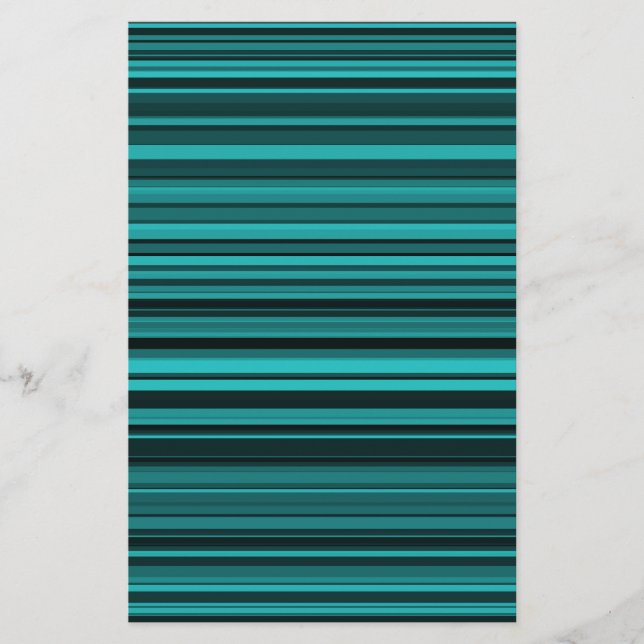 Teal Black Stripes Stationery (Front)