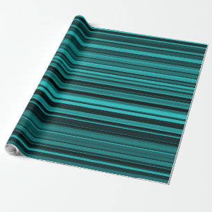 Teal Black Stripes Wrapping Paper