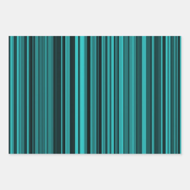 Teal Black Stripes Wrapping Paper Sheet (Front)