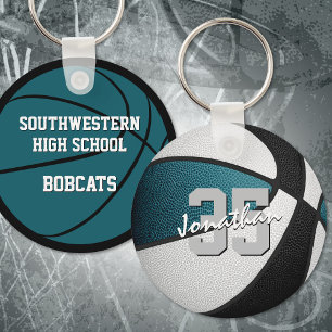 teal black team colours boys girls basketball  key ring